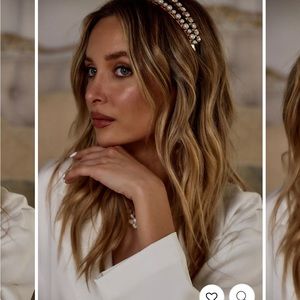 12th tribe phoebe gold rhinestone and pearl headband.